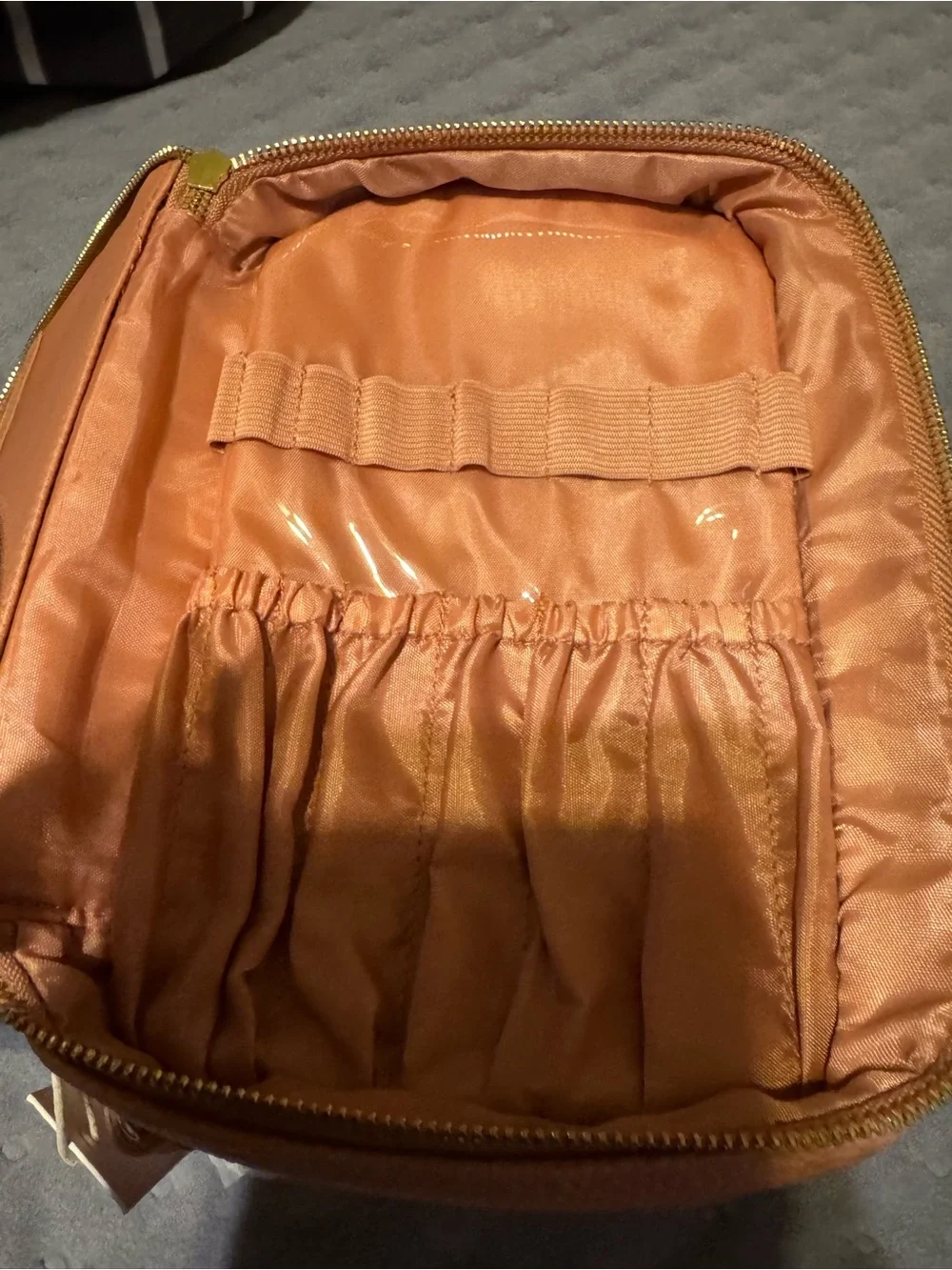 NEW Luxe Rose Textured Leather Double-Zip Cosmetic Case - Picture 7 of 13